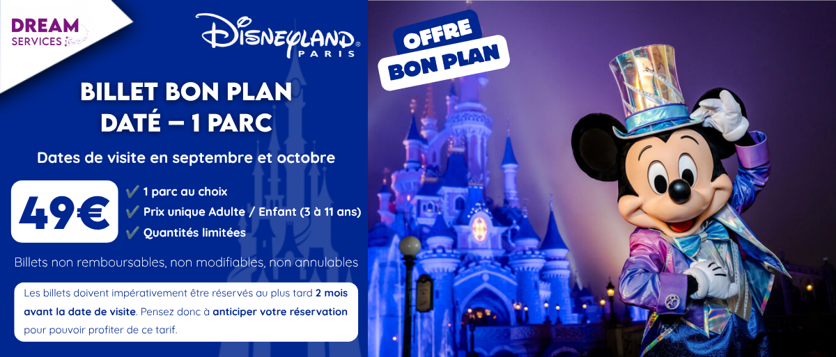 Disney bon plan daté 1 jour 1 parc
