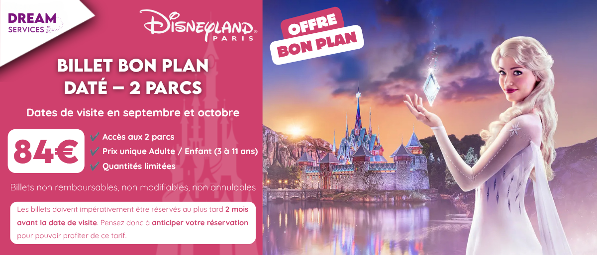 Disney bon plan daté 1 jour 2 parc